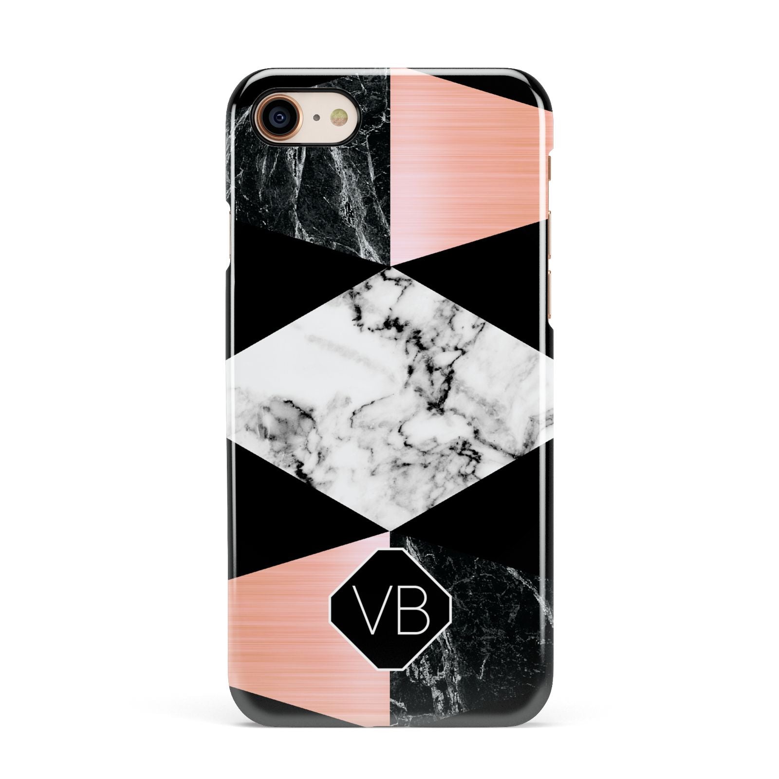 Personalised Custom Marble Initials Apple iPhone 7 8 3D Snap Case