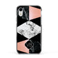 Personalised Custom Marble Initials Apple iPhone XR Impact Case Black Edge on Silver Phone