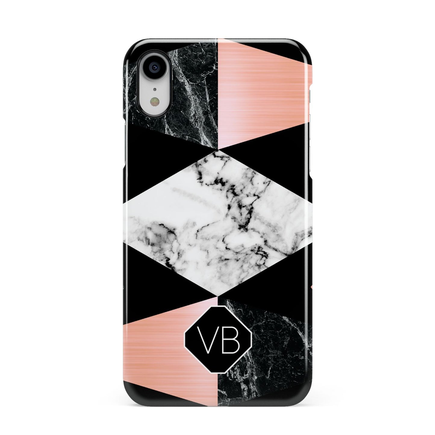 Personalised Custom Marble Initials Apple iPhone XR White 3D Snap Case