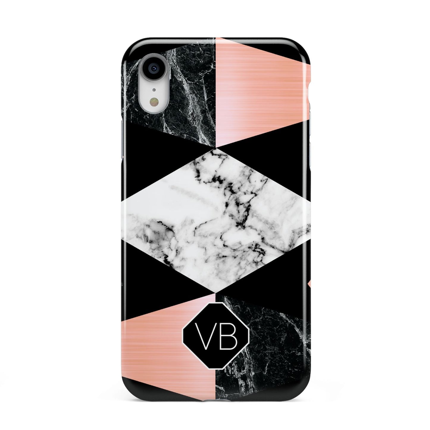 Personalised Custom Marble Initials Apple iPhone XR White 3D Tough Case