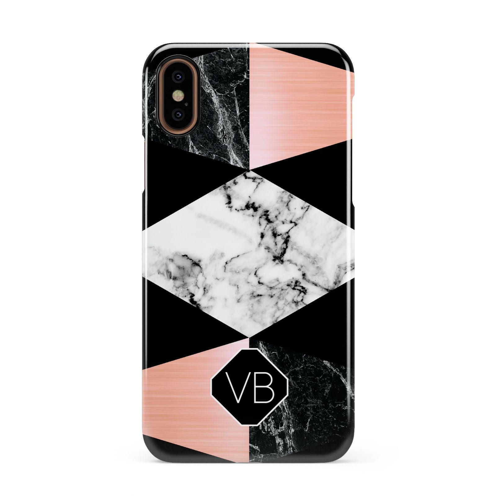 Personalised Custom Marble Initials Apple iPhone XS 3D Snap Case