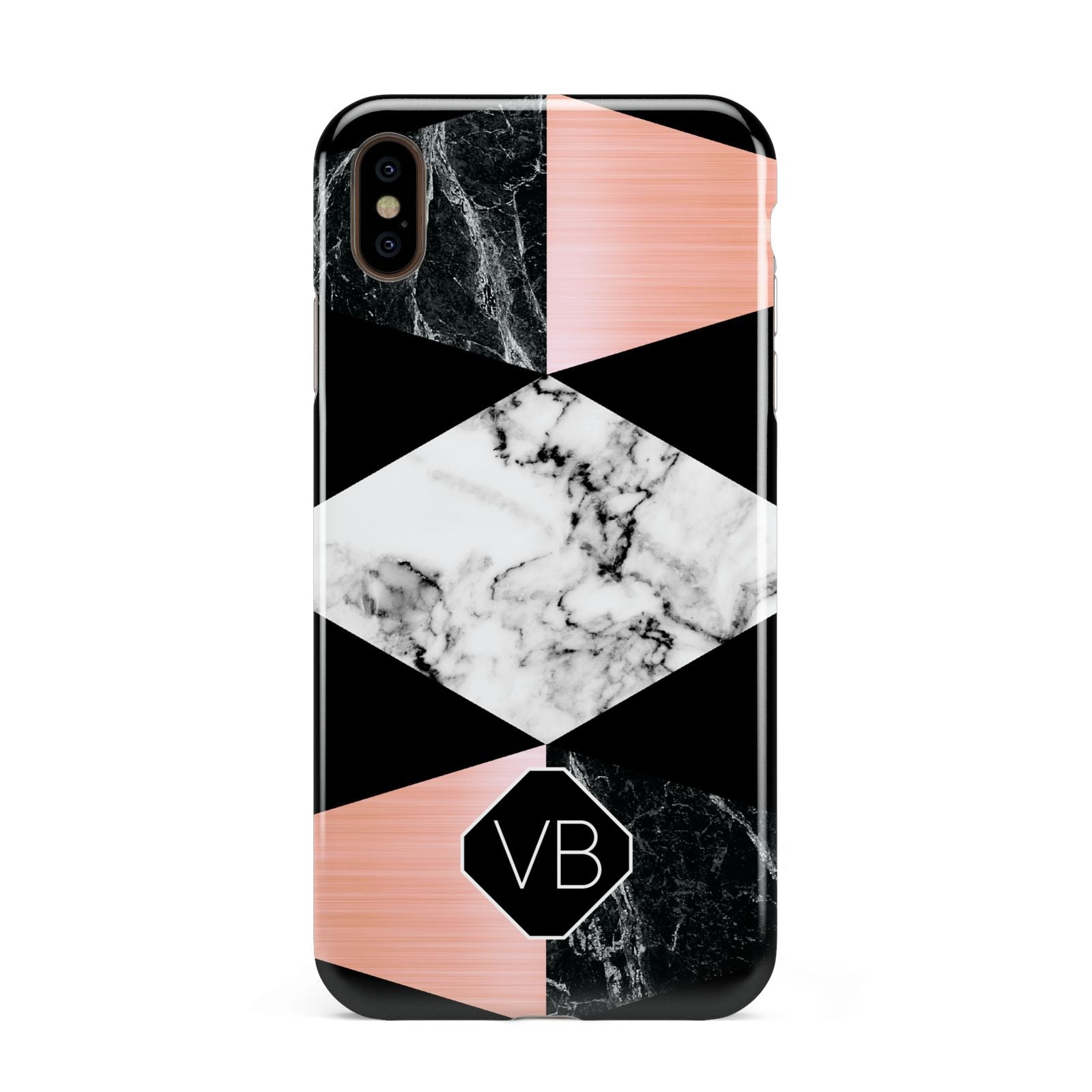 Personalised Custom Marble Initials Apple iPhone Xs Max 3D Tough Case