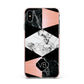 Personalised Custom Marble Initials Apple iPhone Xs Max Impact Case Pink Edge on Black Phone