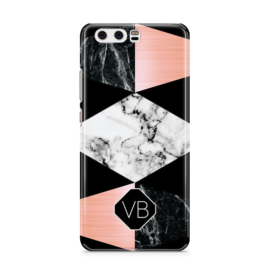 Personalised Custom Marble Initials Huawei P10 Phone Case