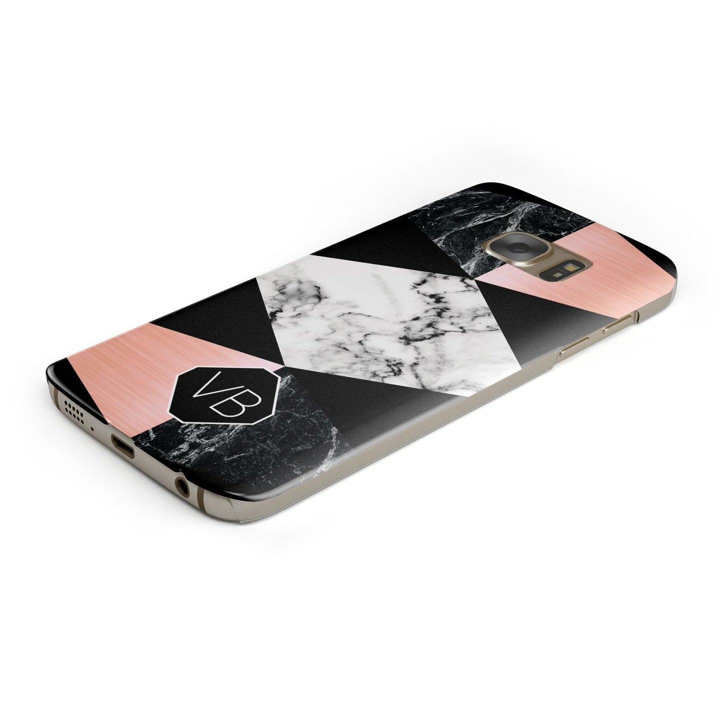 Personalised Custom Marble Initials Protective Samsung Galaxy Case Angled Image