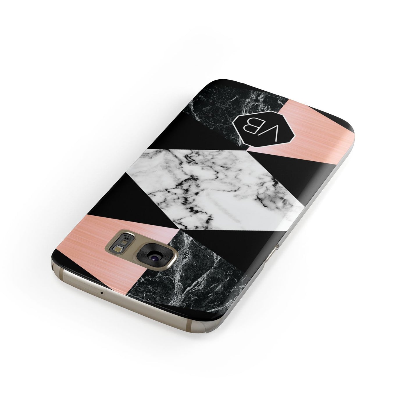 Personalised Custom Marble Initials Samsung Galaxy Case Front Close Up