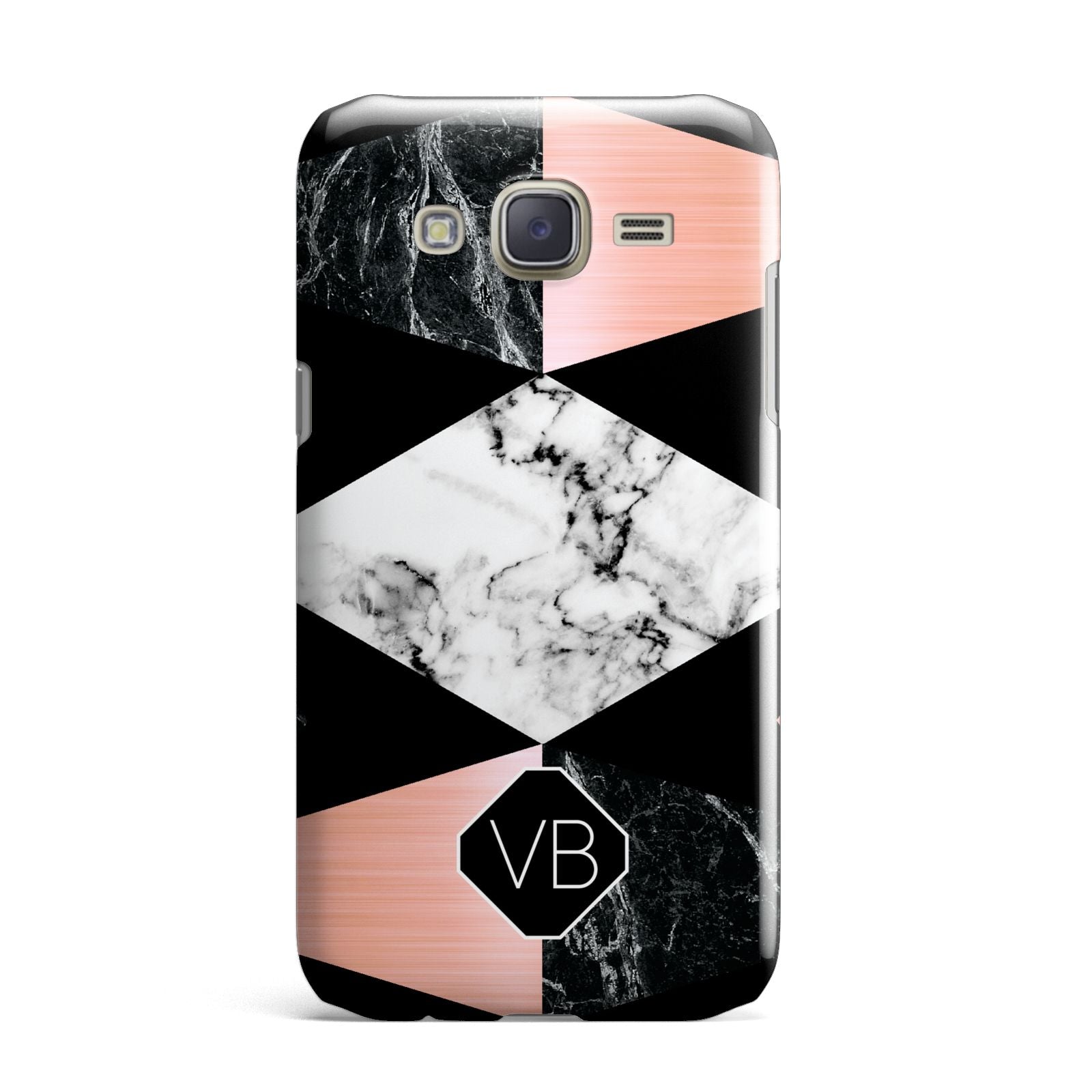 Personalised Custom Marble Initials Samsung Galaxy J7 Case