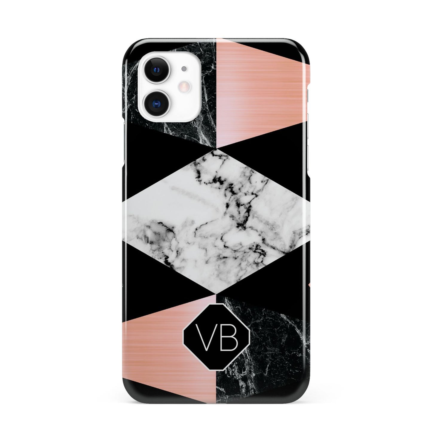Personalised Custom Marble Initials iPhone 11 3D Snap Case