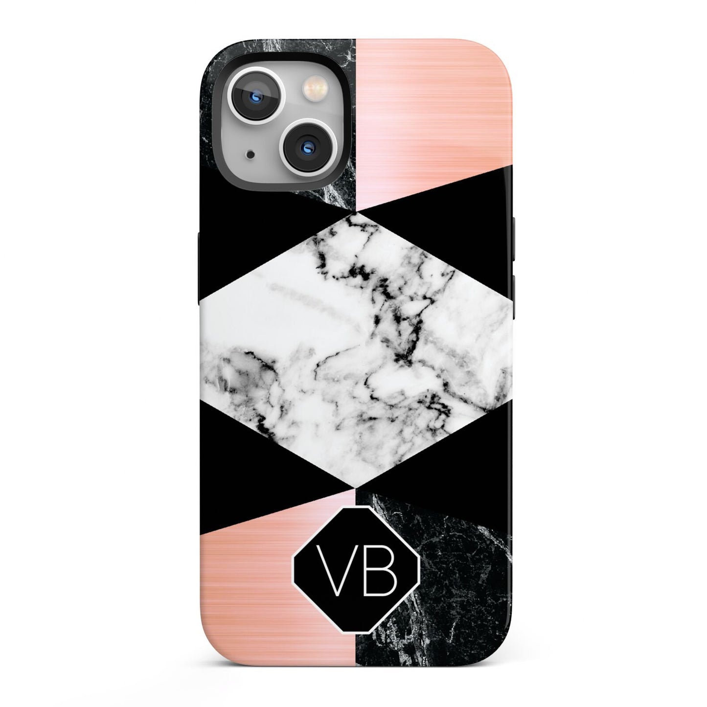 Personalised Custom Marble Initials iPhone 13 Full Wrap 3D Tough Case