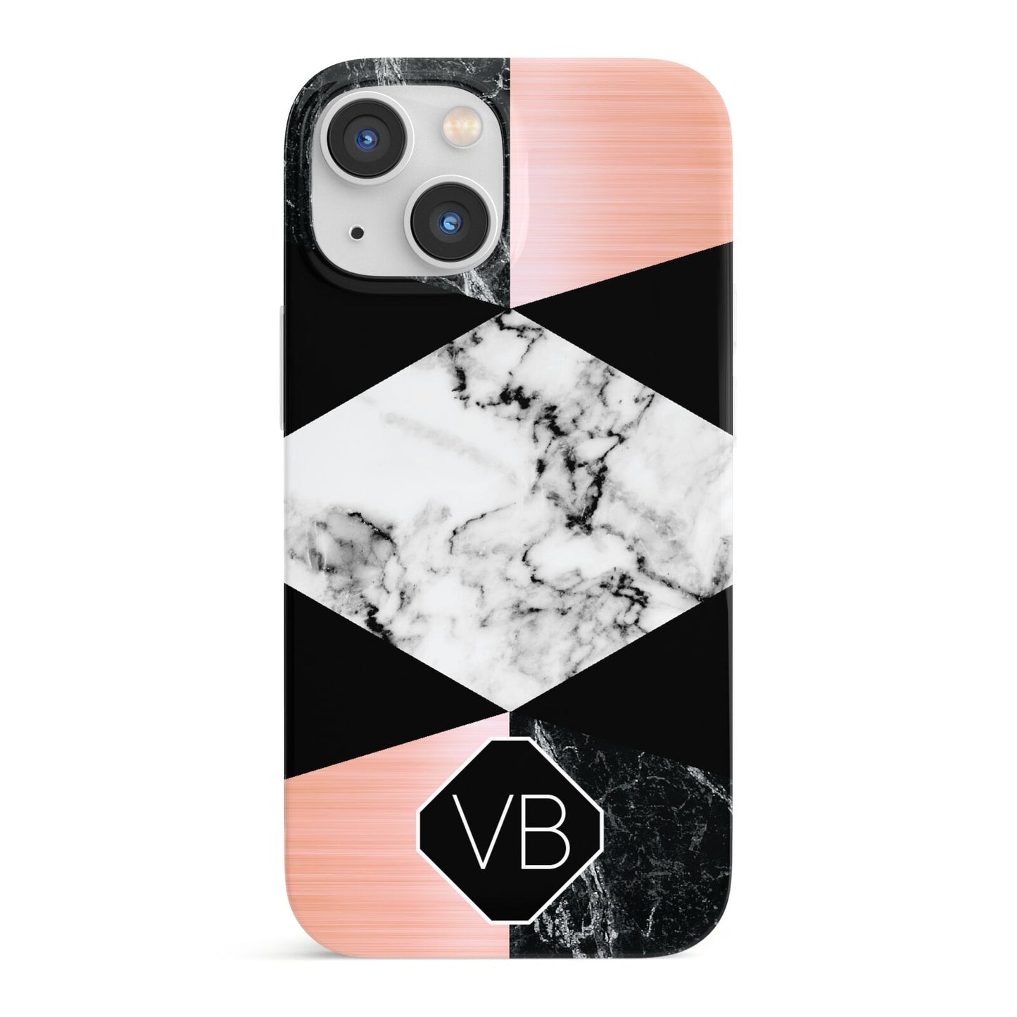 Personalised Custom Marble Initials iPhone 13 Mini Full Wrap 3D Snap Case