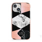 Personalised Custom Marble Initials iPhone 13 Mini TPU Impact Case with Pink Edges