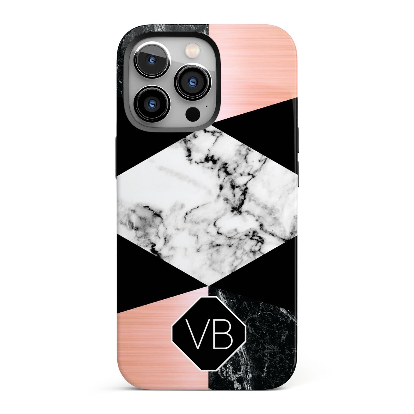 Personalised Custom Marble Initials iPhone 13 Pro Full Wrap 3D Tough Case