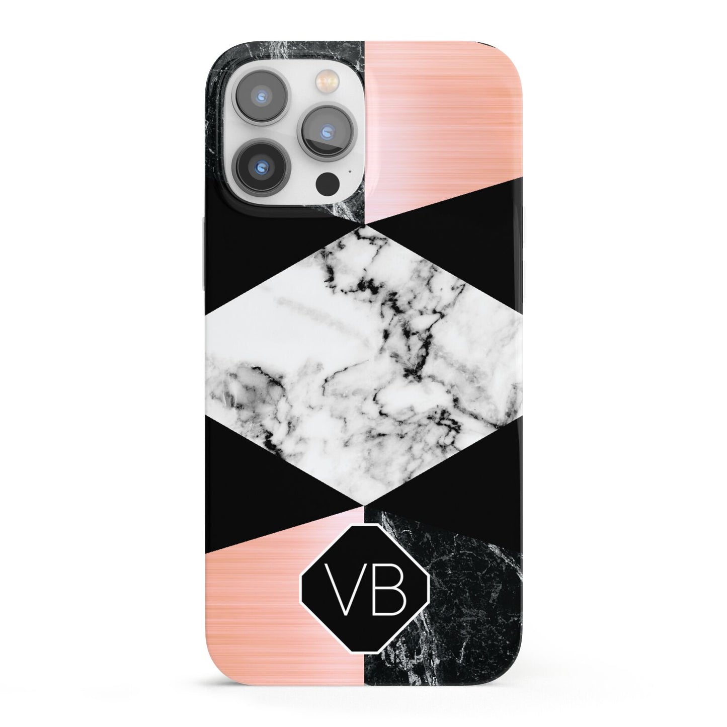 Personalised Custom Marble Initials iPhone 13 Pro Max Full Wrap 3D Snap Case