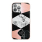 Personalised Custom Marble Initials iPhone 13 Pro Max TPU Impact Case with Pink Edges