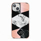 Personalised Custom Marble Initials iPhone 13 TPU Impact Case with Pink Edges