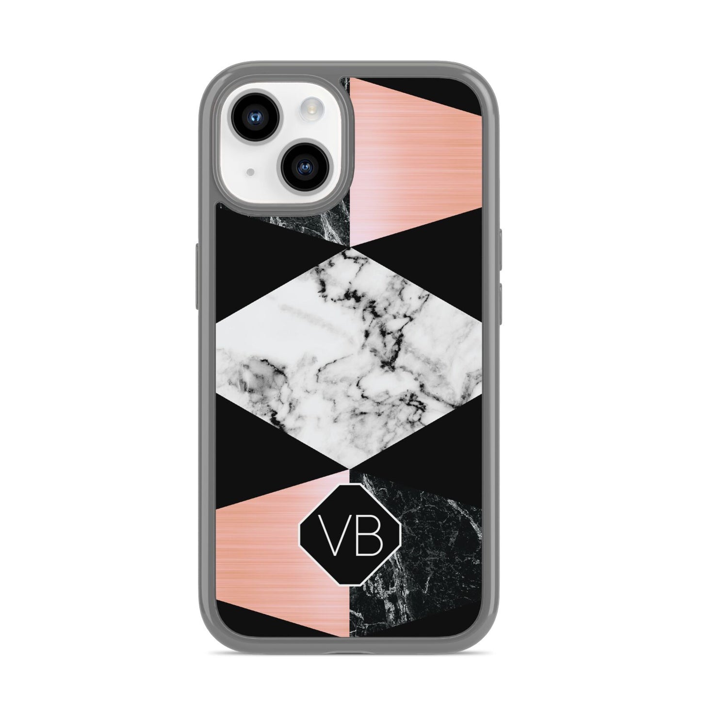 Personalised Custom Marble Initials iPhone 14 Clear Tough Case Starlight