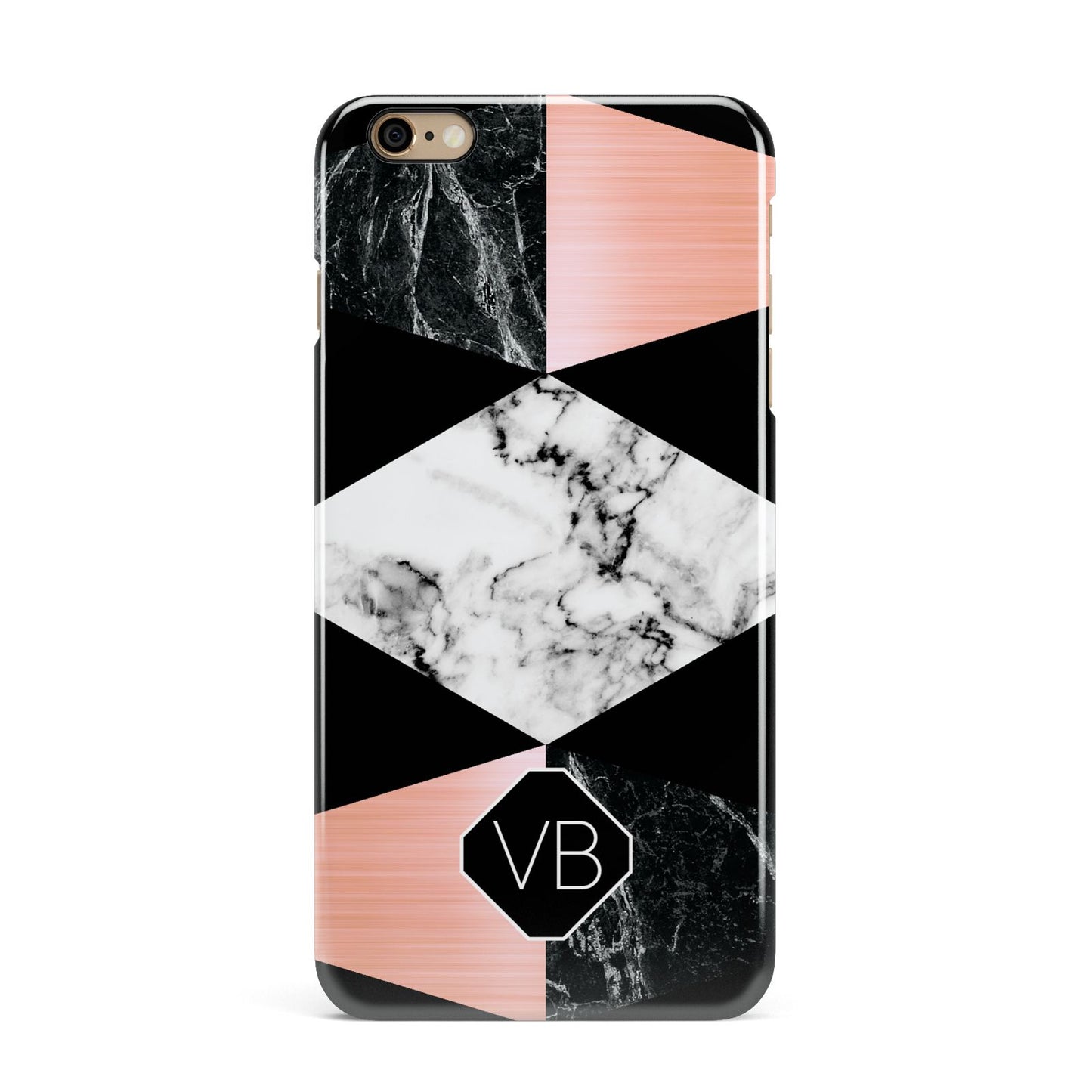 Personalised Custom Marble Initials iPhone 6 Plus 3D Snap Case on Gold Phone