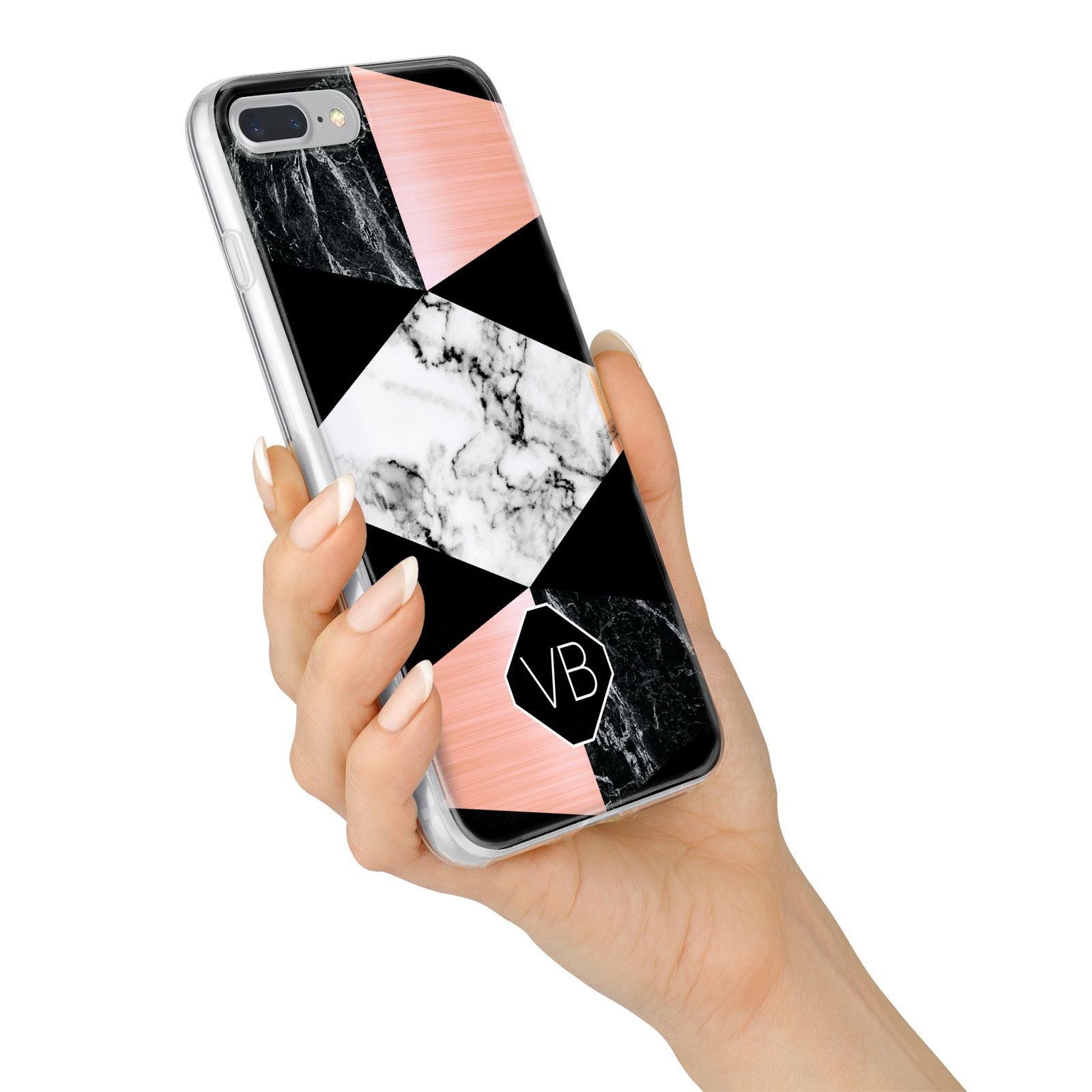 Personalised Custom Marble Initials iPhone 7 Plus Bumper Case on Silver iPhone Alternative Image