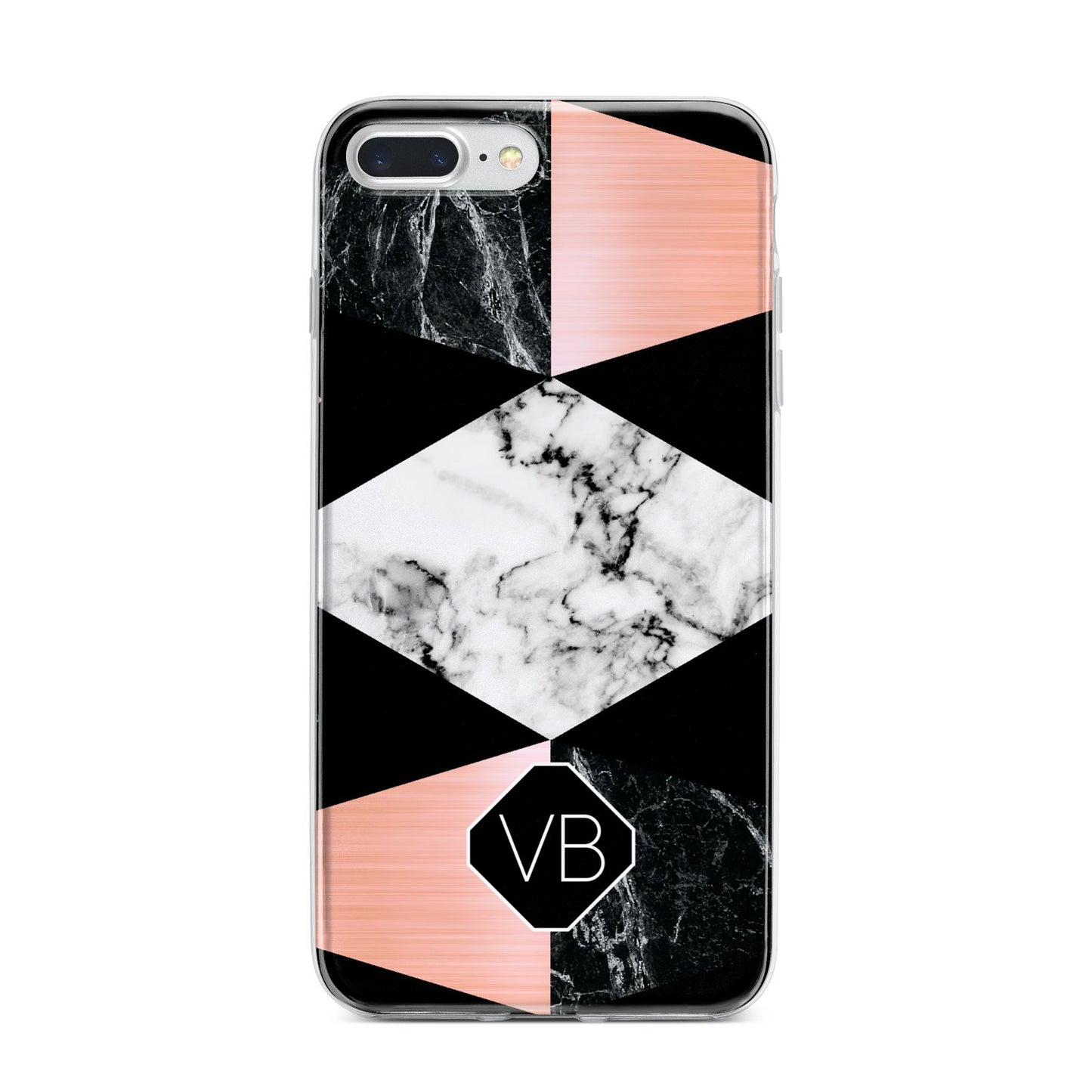 Personalised Custom Marble Initials iPhone 7 Plus Bumper Case on Silver iPhone