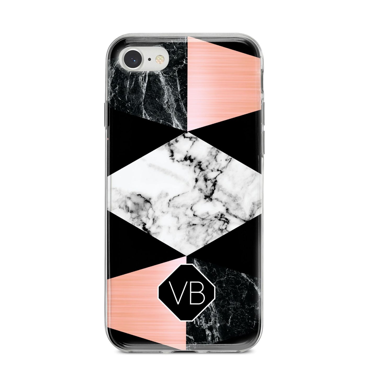 Personalised Custom Marble Initials iPhone 8 Bumper Case on Silver iPhone