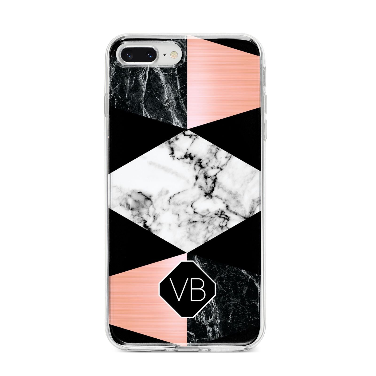 Personalised Custom Marble Initials iPhone 8 Plus Bumper Case on Silver iPhone