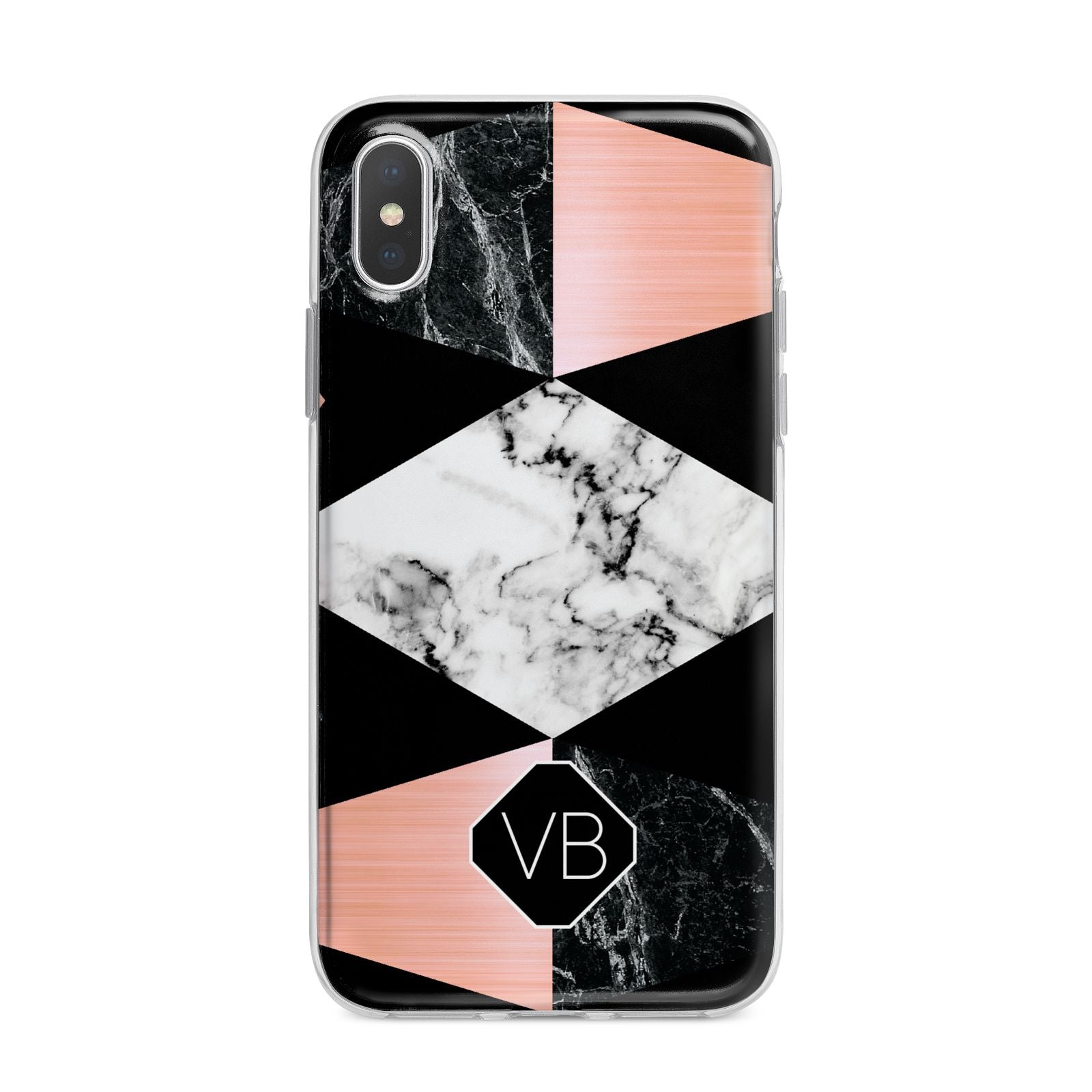 Personalised Custom Marble Initials iPhone X Bumper Case on Silver iPhone Alternative Image 1