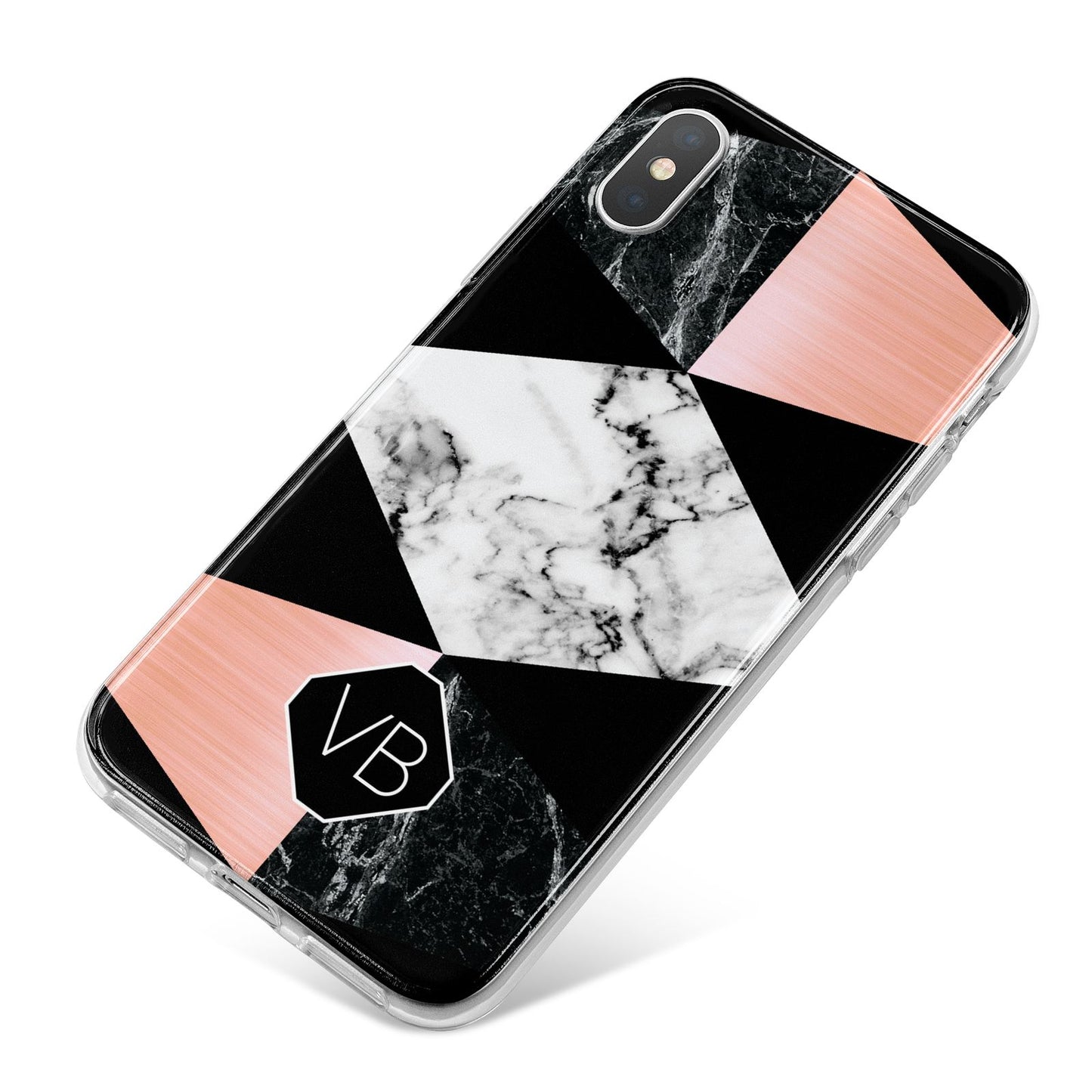 Personalised Custom Marble Initials iPhone X Bumper Case on Silver iPhone