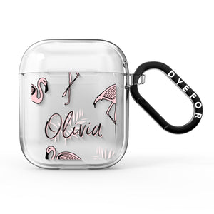 Personalised Cute Pink Flamingo AirPods Case
