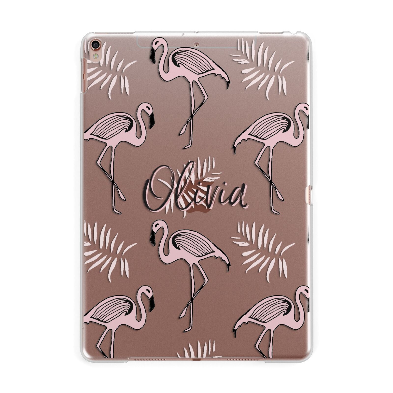 Personalised Cute Pink Flamingo Apple iPad Rose Gold Case