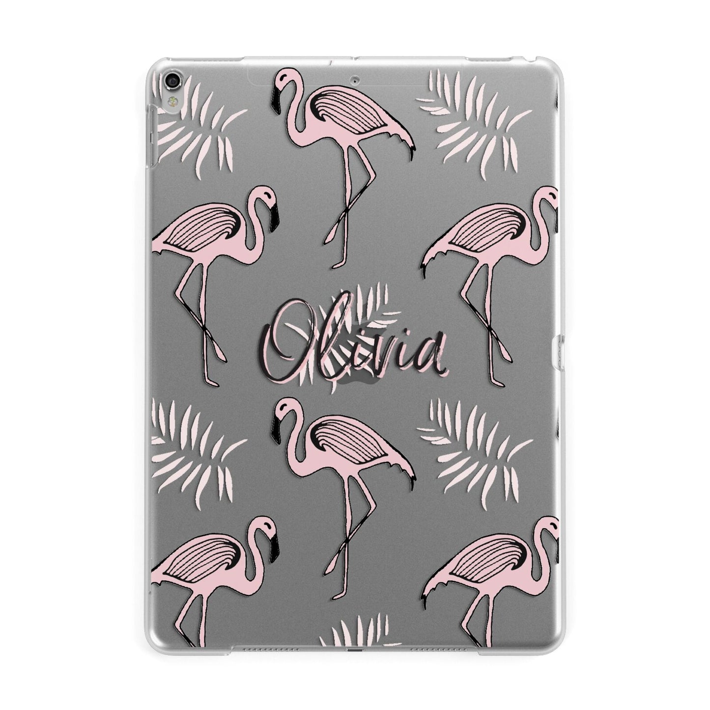 Personalised Cute Pink Flamingo Apple iPad Silver Case