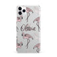 Personalised Cute Pink Flamingo Apple iPhone 11 Pro Max in Silver with 2D Snap Case