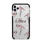 Personalised Cute Pink Flamingo Apple iPhone 11 Pro Max in Silver with Black Impact Case