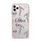 Personalised Cute Pink Flamingo Apple iPhone 11 Pro Max in Silver with Pink Impact Case