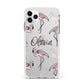 Personalised Cute Pink Flamingo Apple iPhone 11 Pro Max in Silver with White Impact Case