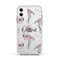 Personalised Cute Pink Flamingo Apple iPhone 11 in White with White Impact Case