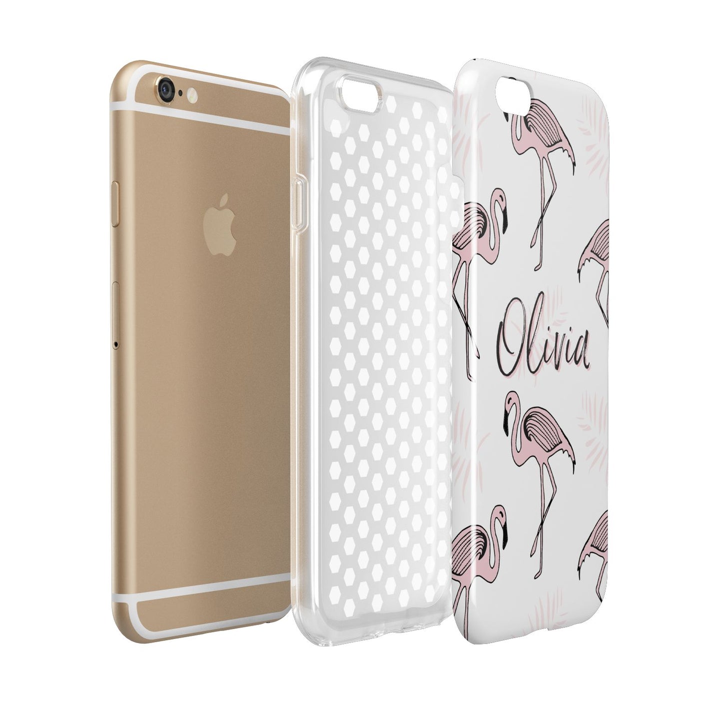 Personalised Cute Pink Flamingo Apple iPhone 6 3D Tough Case Expanded view