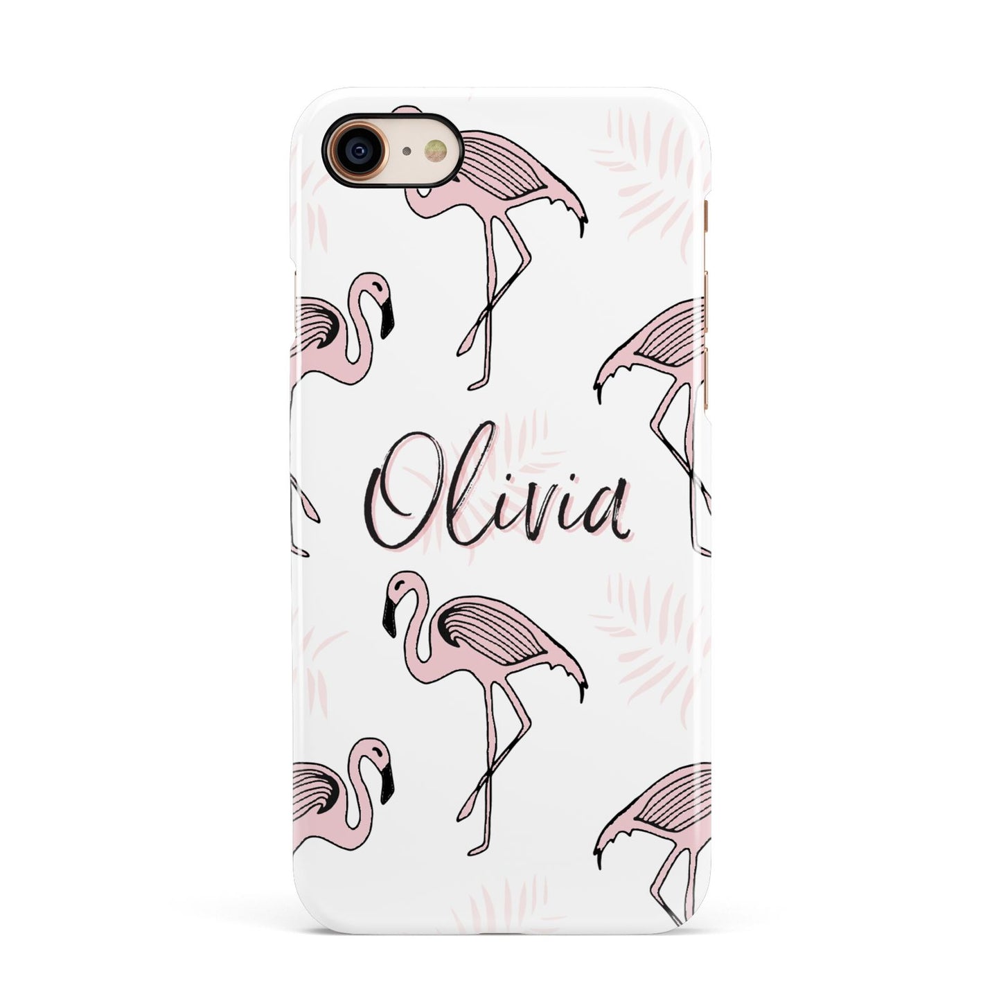 Personalised Cute Pink Flamingo Apple iPhone 7 8 3D Snap Case