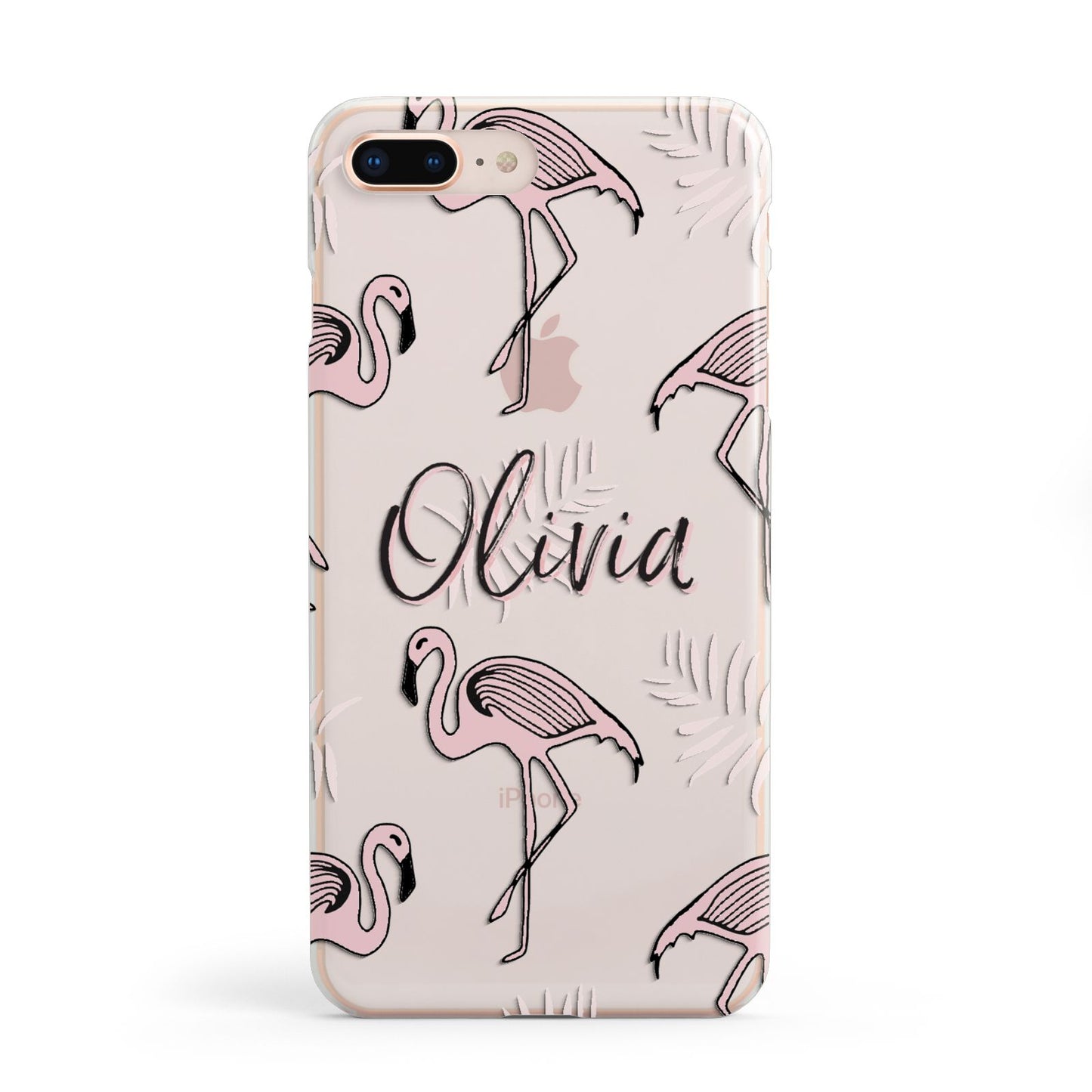 Personalised Cute Pink Flamingo Apple iPhone 8 Plus Case