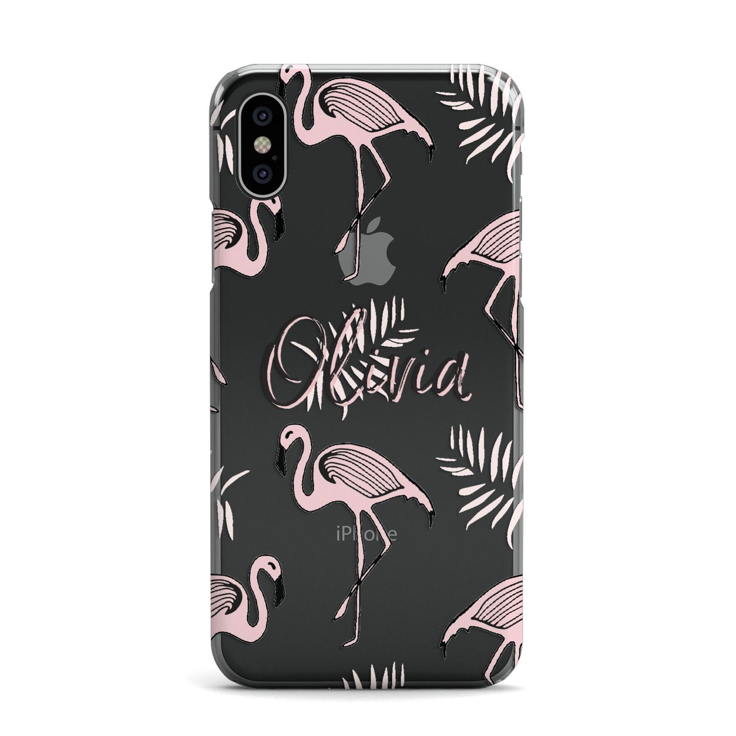 Personalised Cute Pink Flamingo Apple iPhone X Case