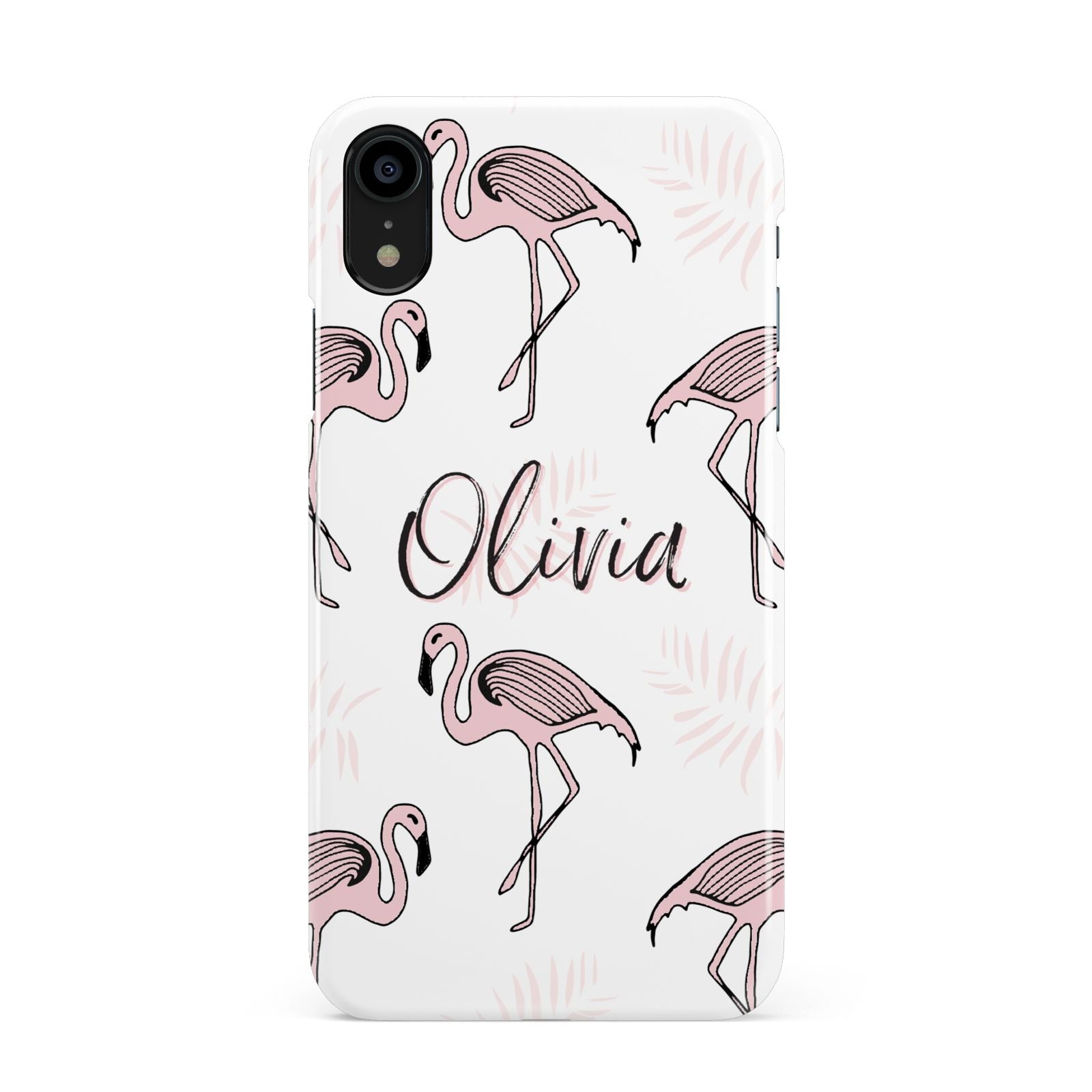 Personalised Cute Pink Flamingo Apple iPhone XR Black 3D Snap Case
