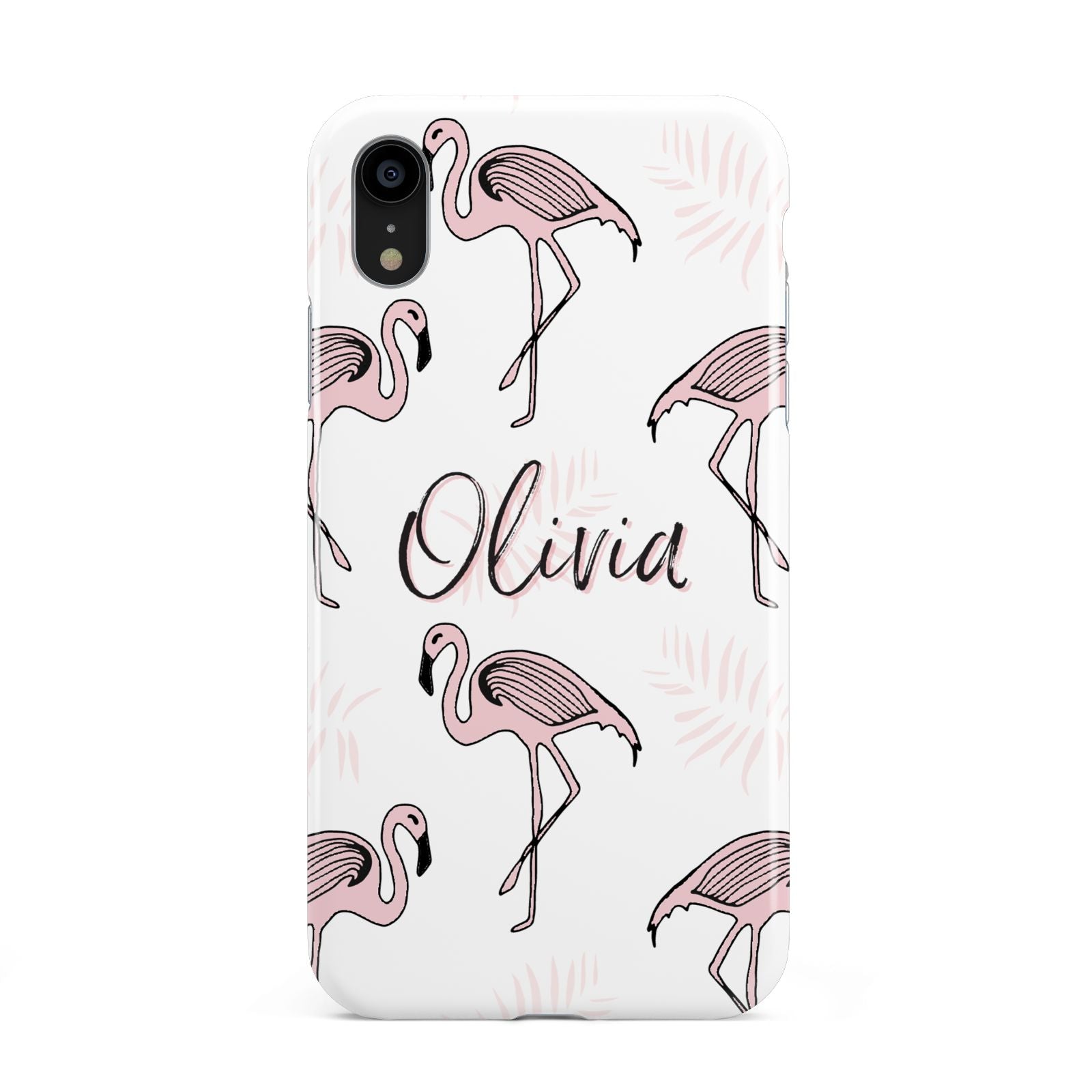 Personalised Cute Pink Flamingo Apple iPhone XR Black 3D Tough Case