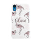 Personalised Cute Pink Flamingo Apple iPhone XR Blue 3D Snap Case
