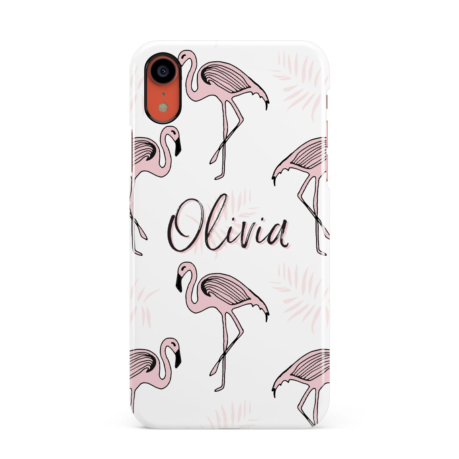 Personalised Cute Pink Flamingo Apple iPhone XR Coral 3D Snap Case