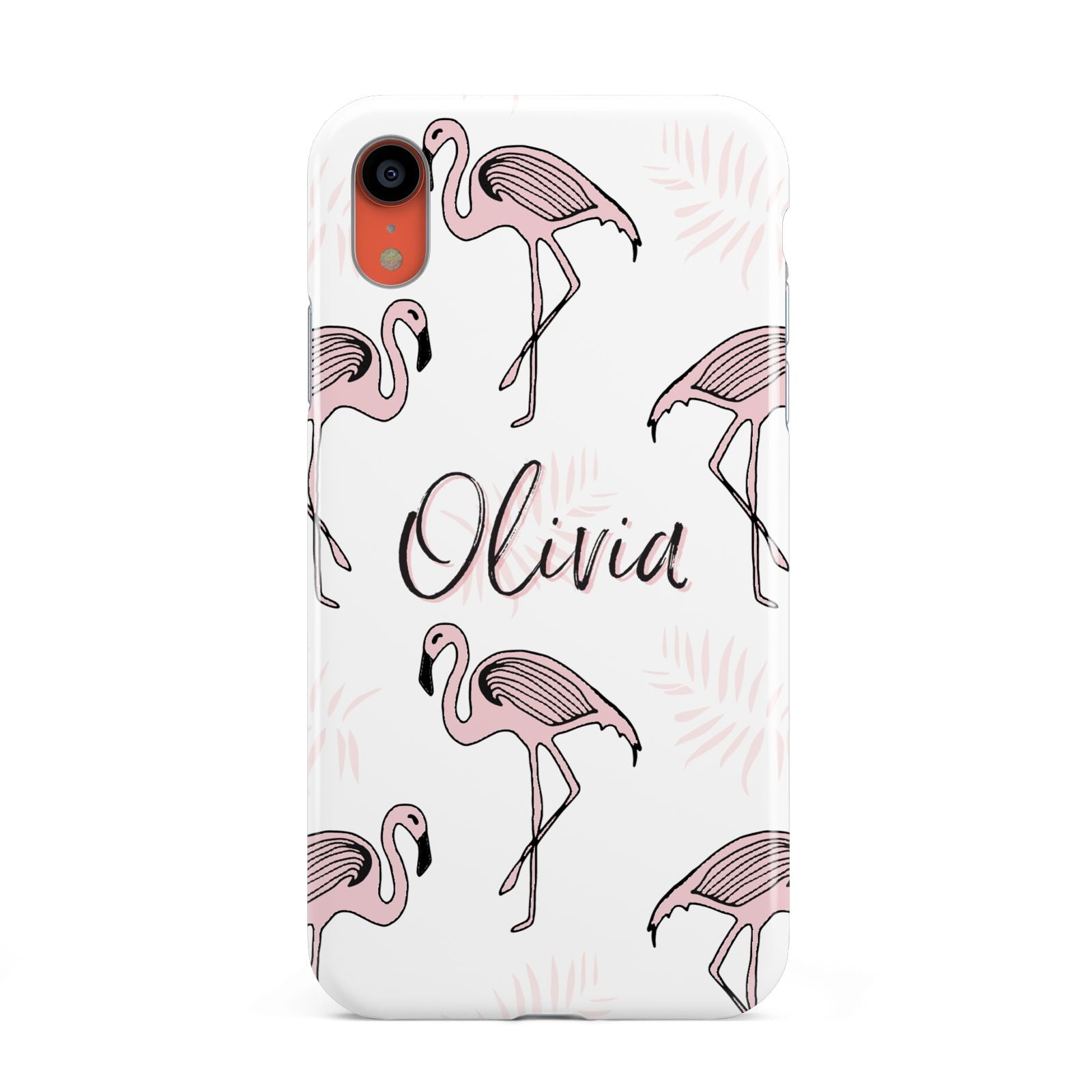 Personalised Cute Pink Flamingo Apple iPhone XR Coral 3D Tough Case