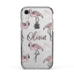 Personalised Cute Pink Flamingo Apple iPhone XR Impact Case Black Edge on Silver Phone