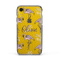 Personalised Cute Pink Flamingo Apple iPhone XR Impact Case Black Edge on Yellow Phone