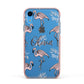 Personalised Cute Pink Flamingo Apple iPhone XR Impact Case Pink Edge on Blue Phone