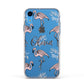 Personalised Cute Pink Flamingo Apple iPhone XR Impact Case White Edge on Blue Phone