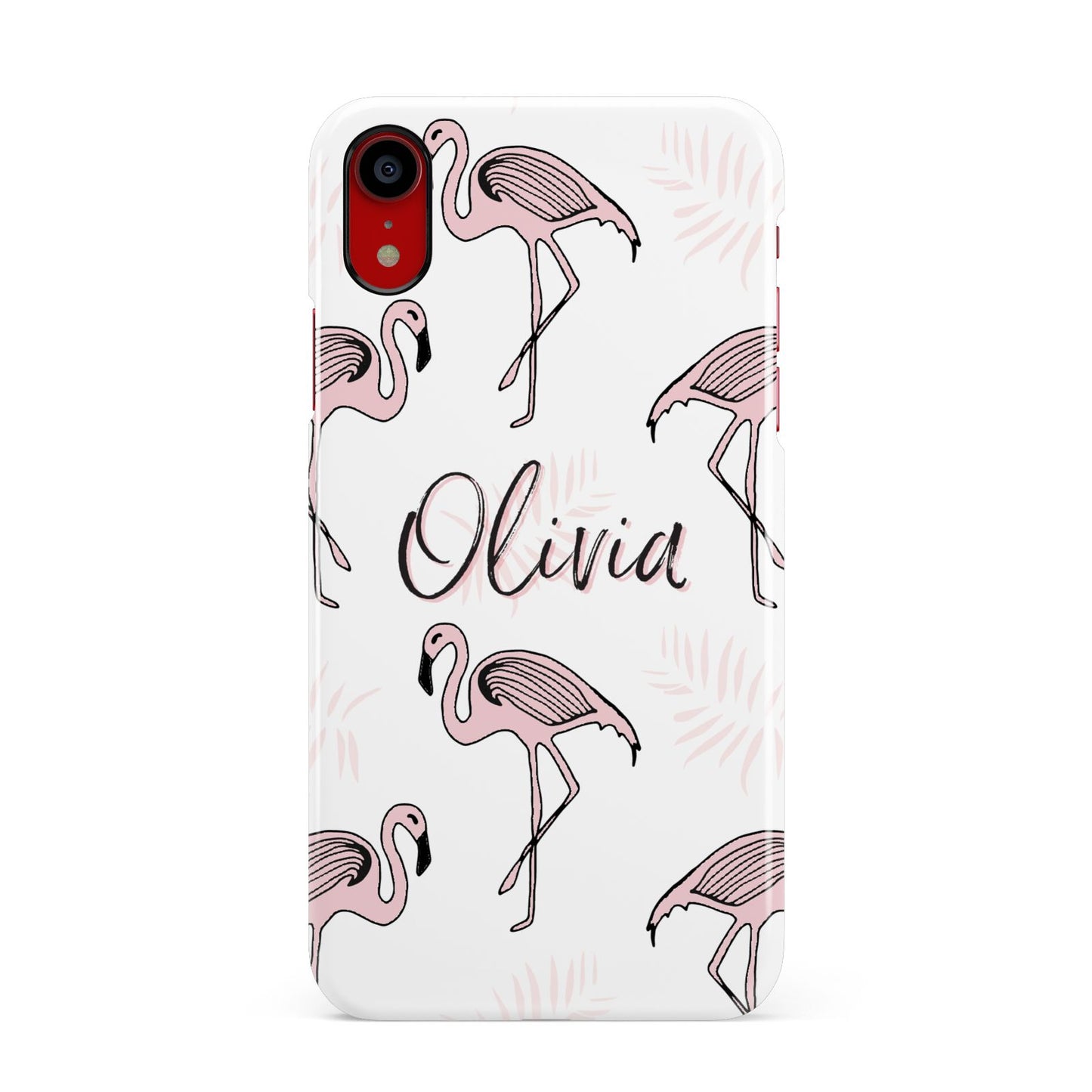 Personalised Cute Pink Flamingo Apple iPhone XR Red 3D Snap Case