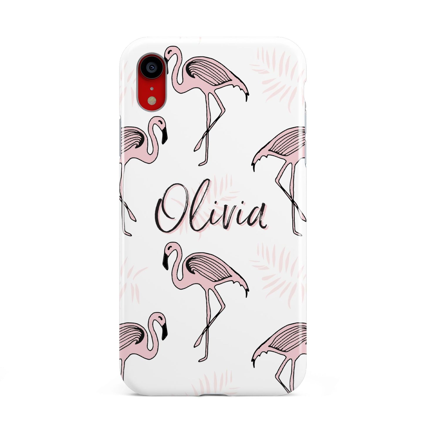Personalised Cute Pink Flamingo Apple iPhone XR Red 3D Tough Case